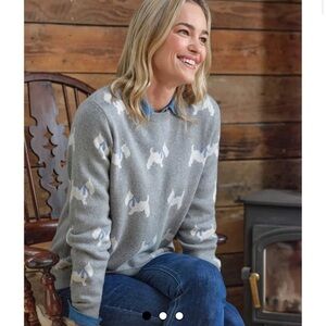 Woolovers Scotty Dog Sweater Gray Marl Sz L Wool Cotton sustainable Natural